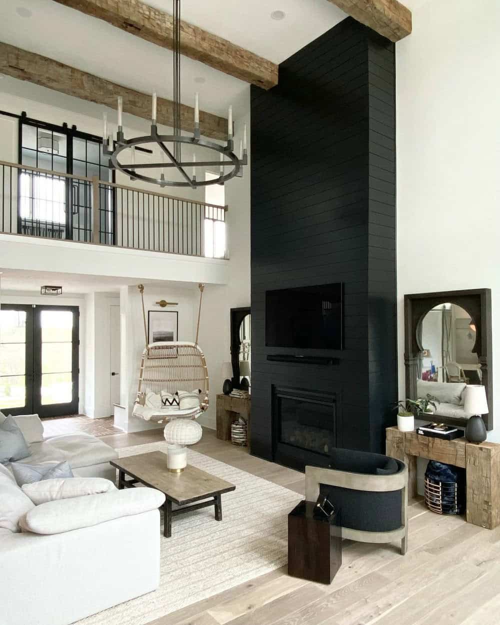 modern black fireplace surround