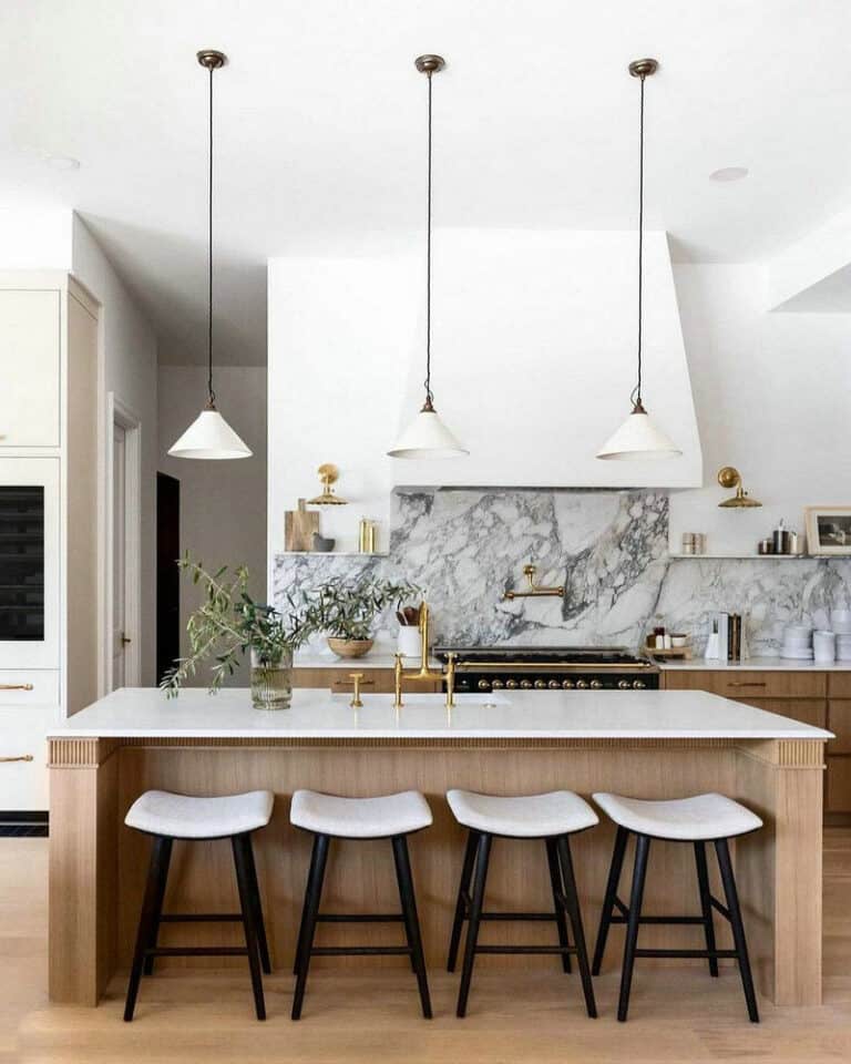 quartz counter marble backsplash feature