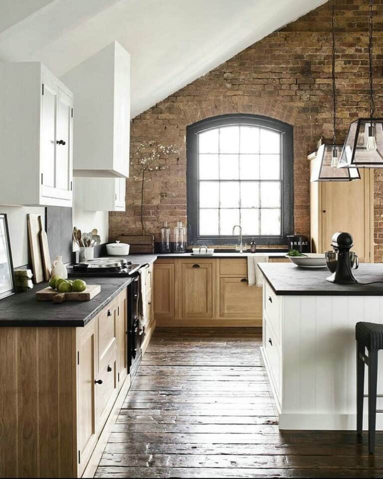 granite on oak cabinets feature