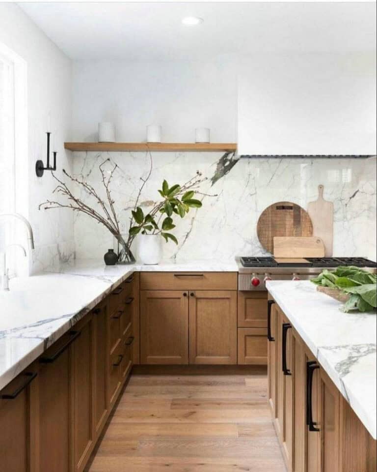 kitchen counter and backsplash same feature