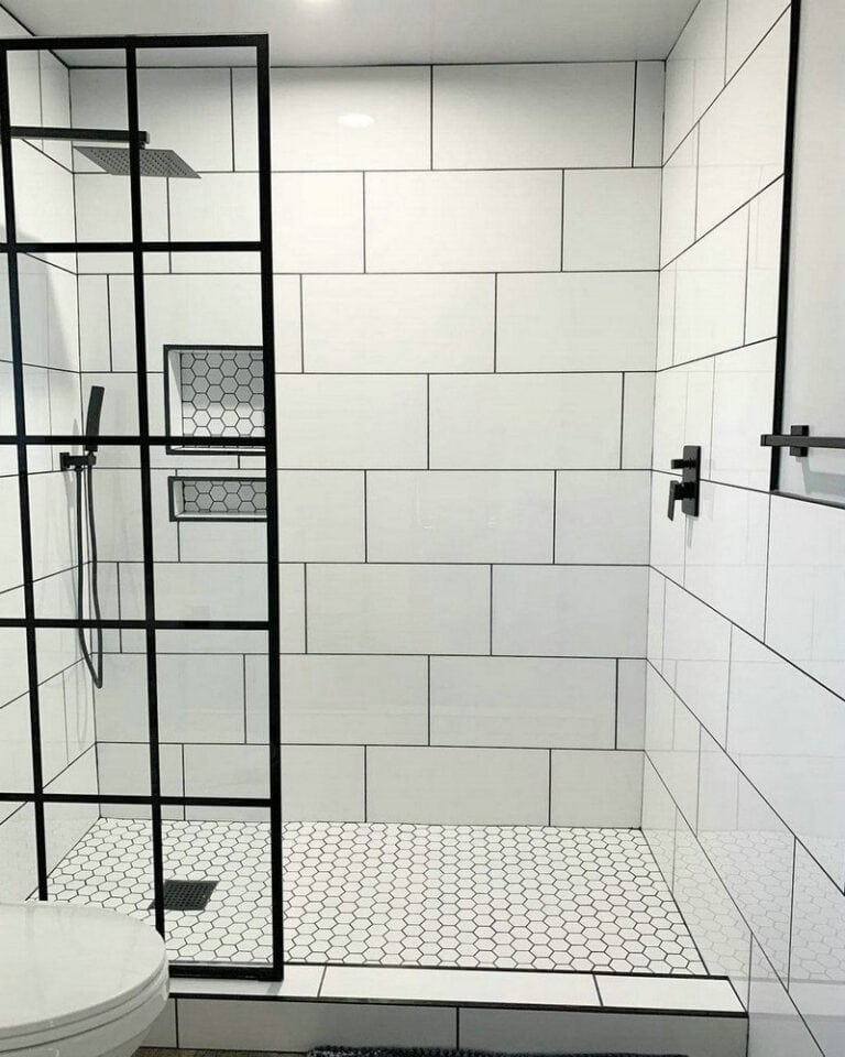 12x24 stacked tile shower feature