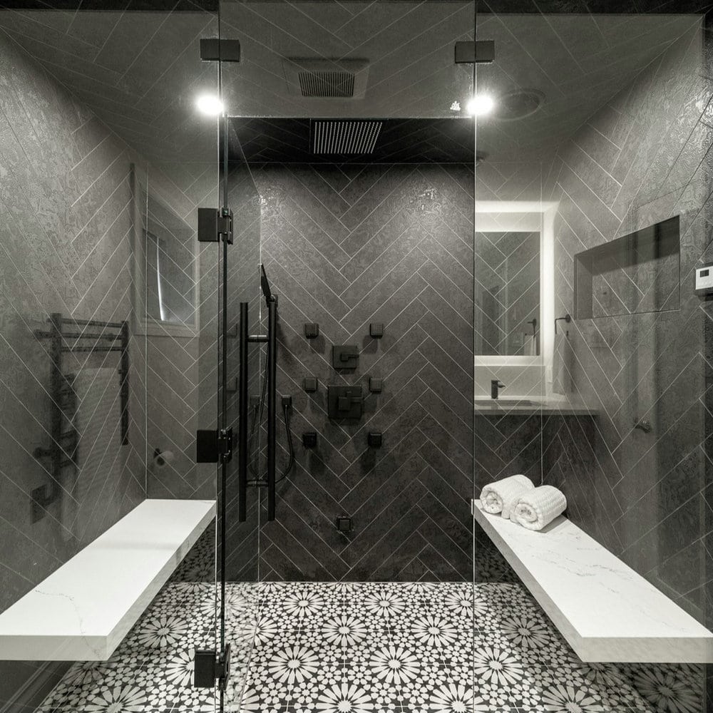 black shower floor ideas