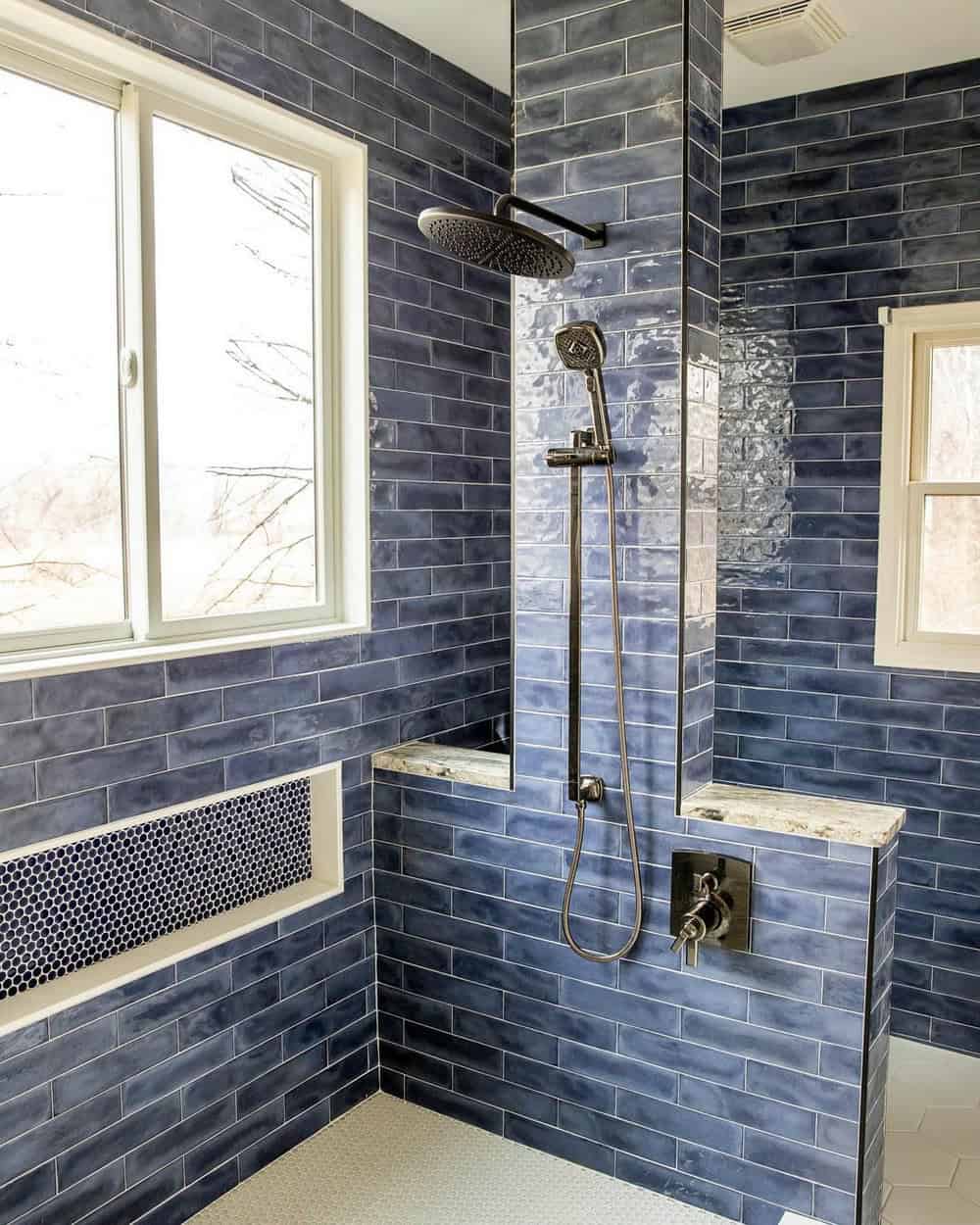 modern blue and grey bathroom