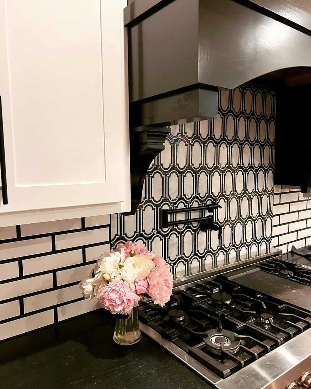 kitchen subway tile dark grout