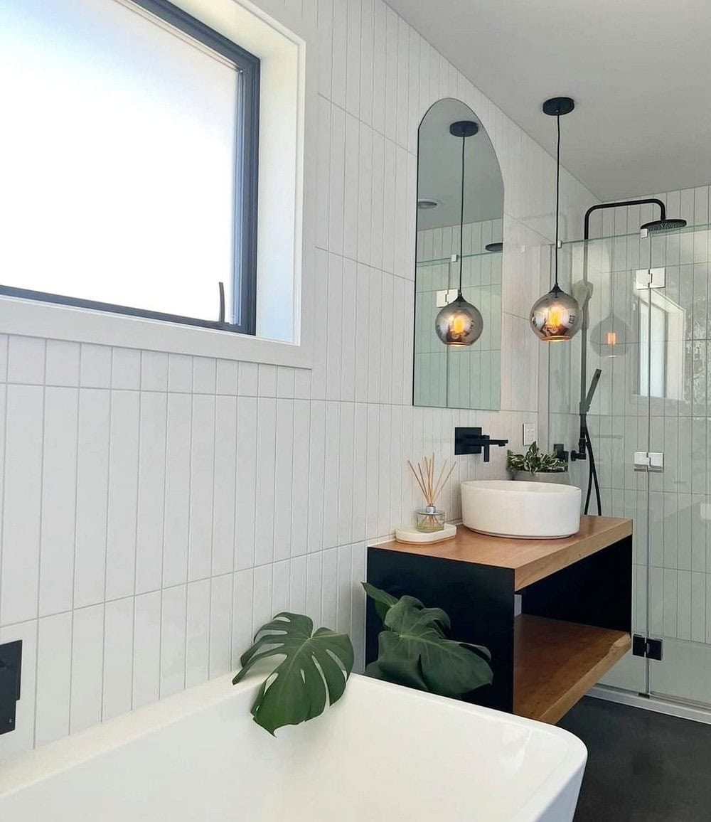 vertically stacked subway tile
