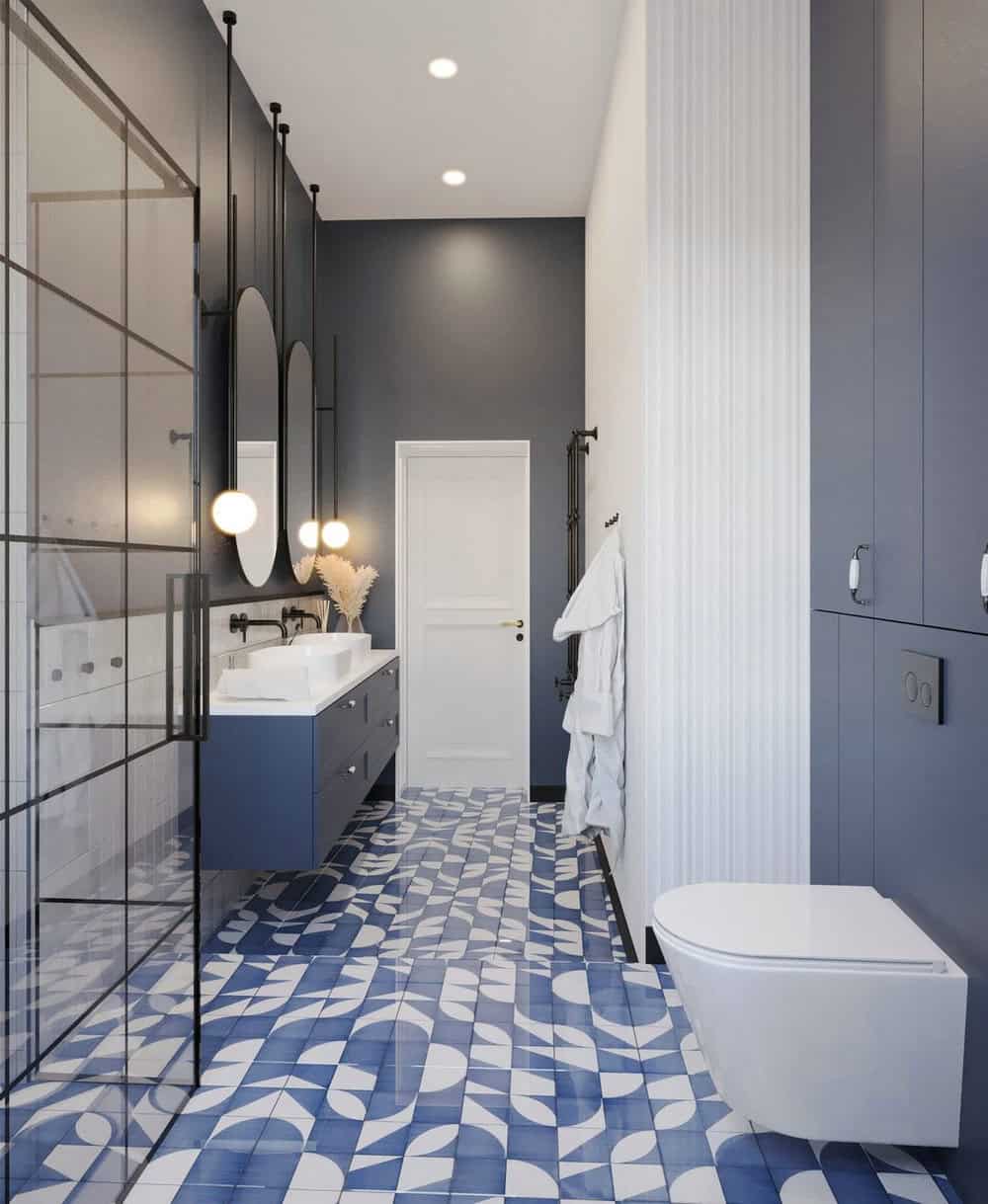 blue grey bathroom decor