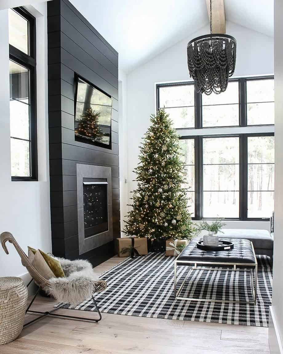 black fireplace and surround