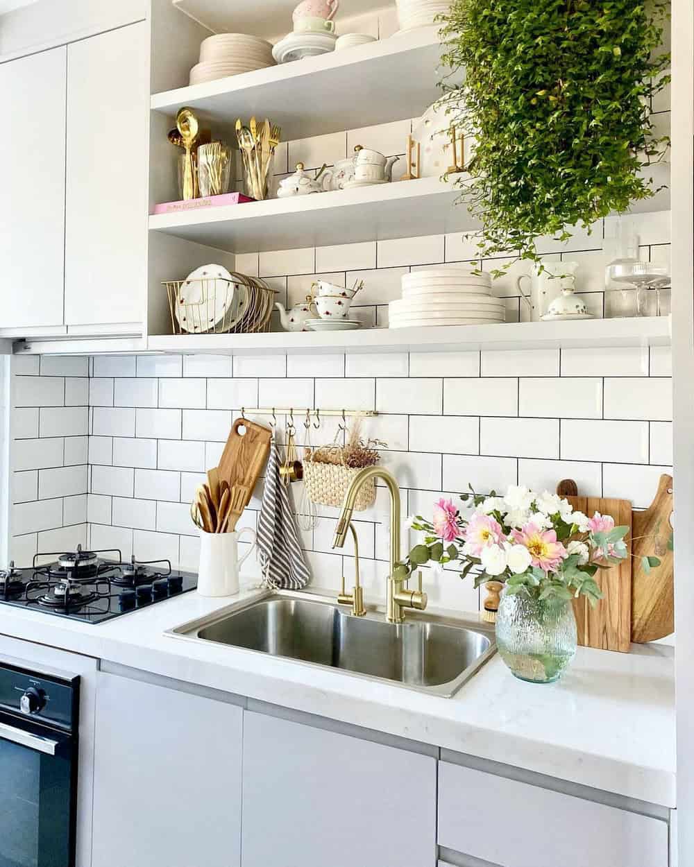 subway tile backsplash black grout