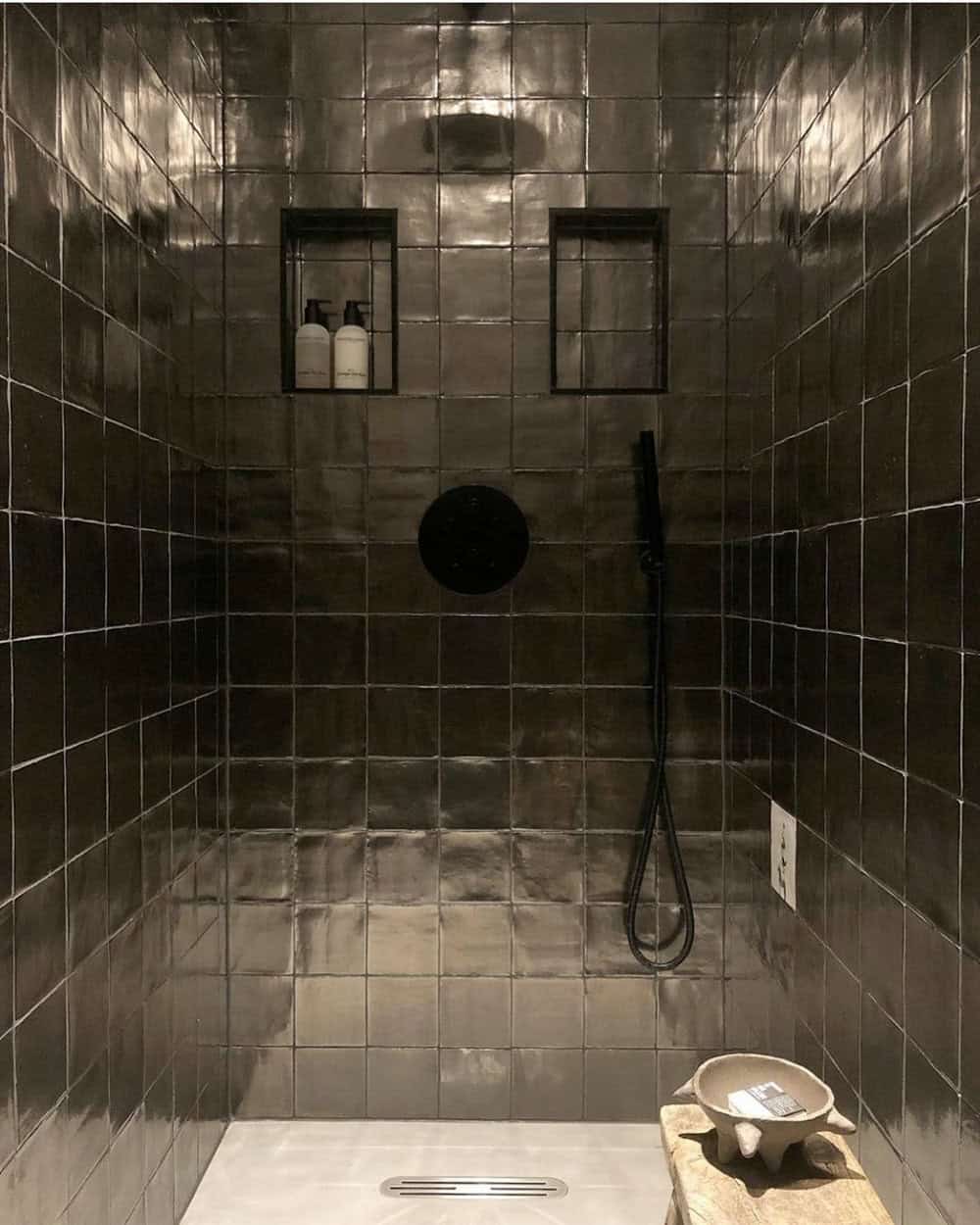 black shower tile ideas