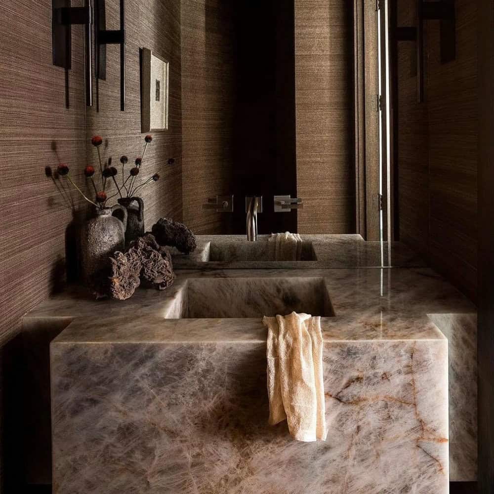 brown and gray bathroom