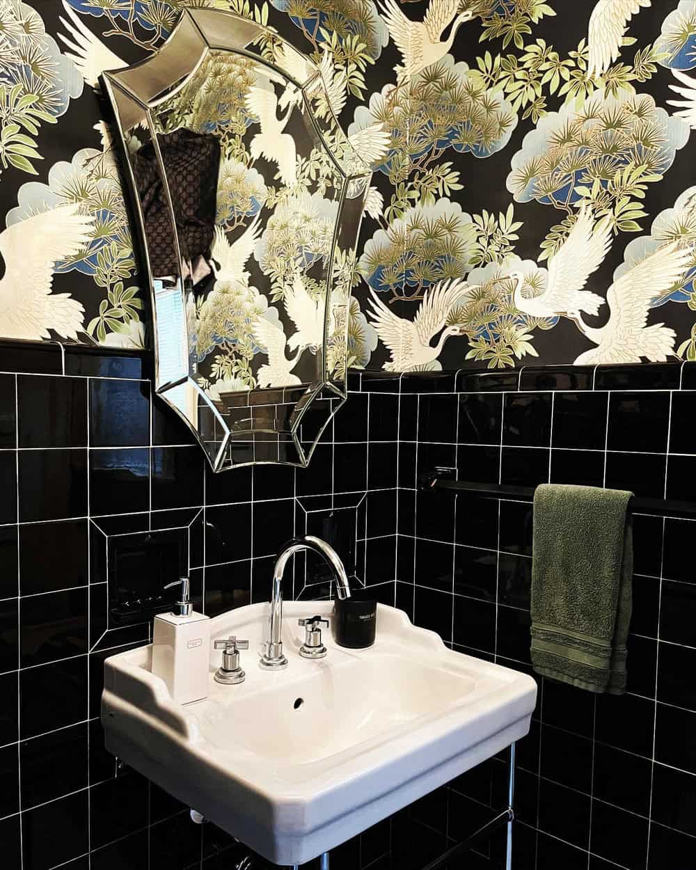 odern black powder room