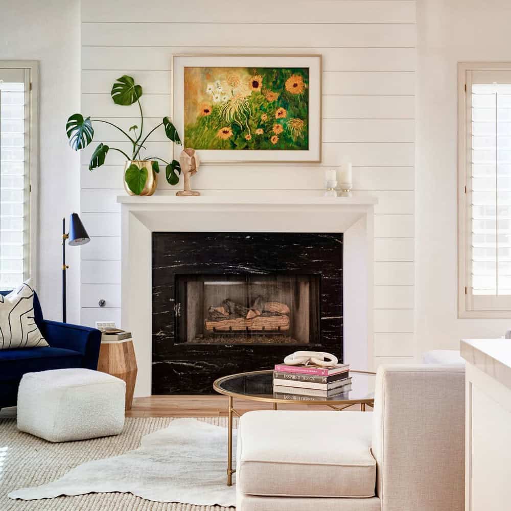 white black fireplace