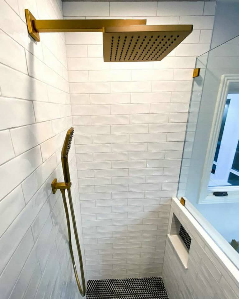 light grey grout subway tile feature