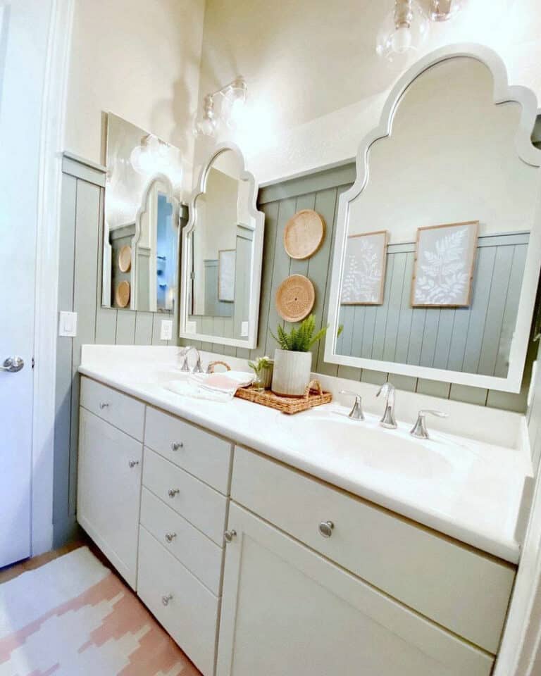 trim around bathroom vanity feature