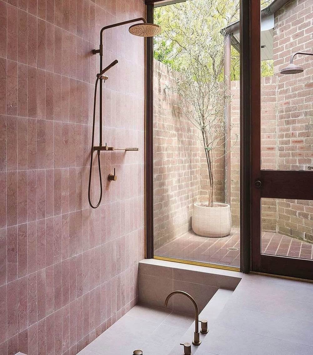vertical stacked tile shower