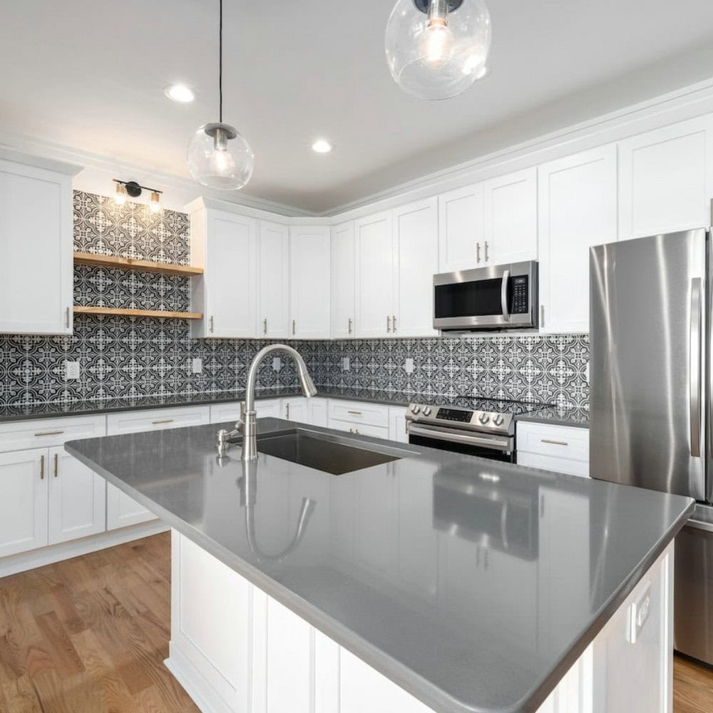 backsplash for gray kitchen cabinets