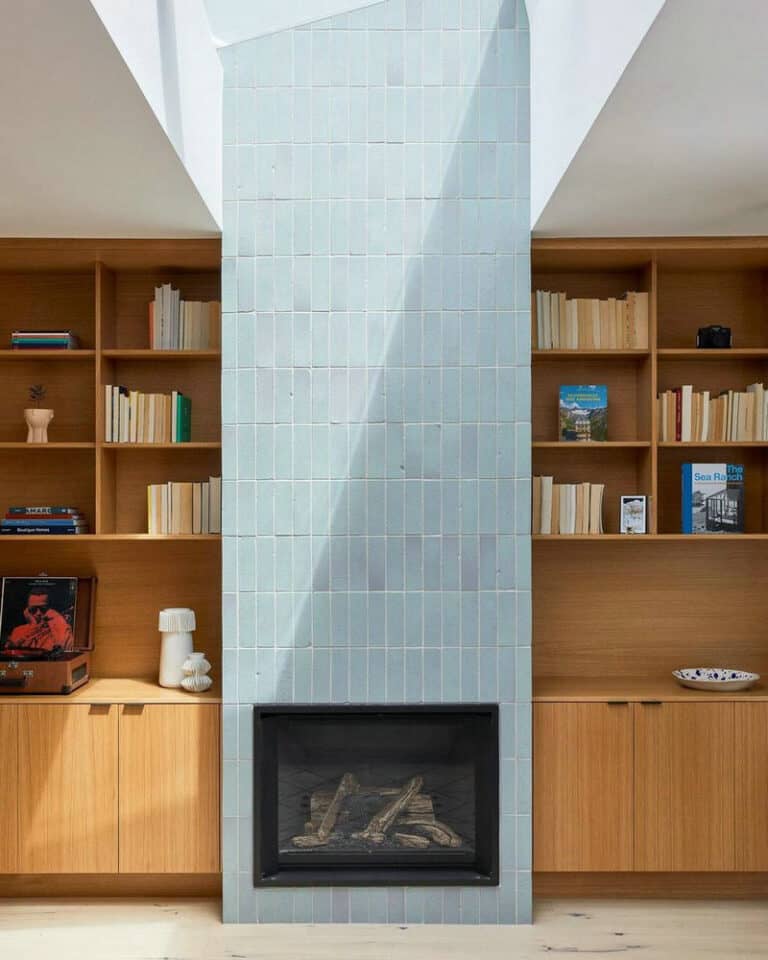 glazing brick fireplace feature