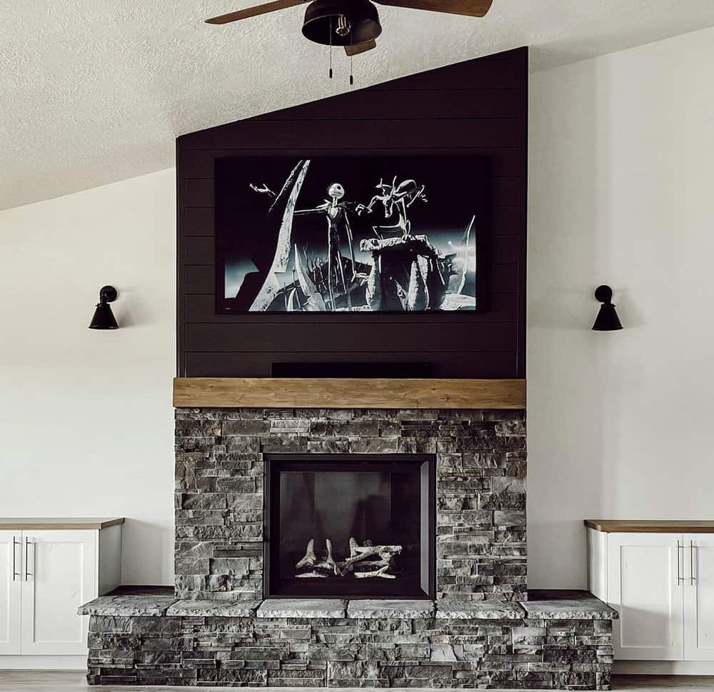 dark gray fireplace paint