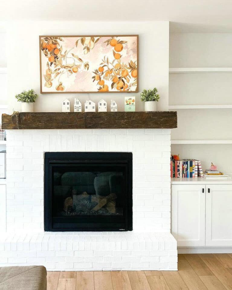 brick tiles for fireplace feature