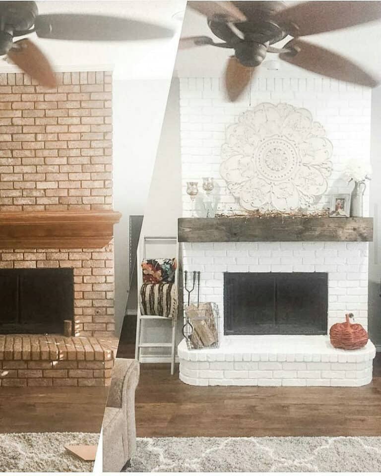 how to paint a brick fireplace before and after pictures feature