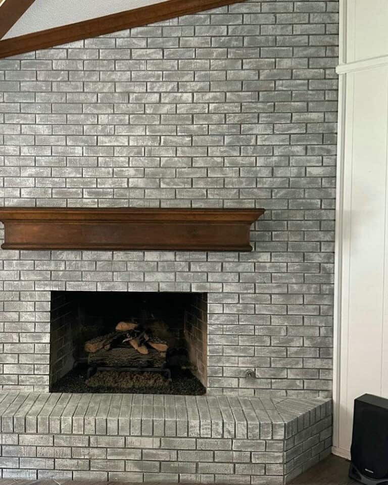 painting brick fireplace grey feature