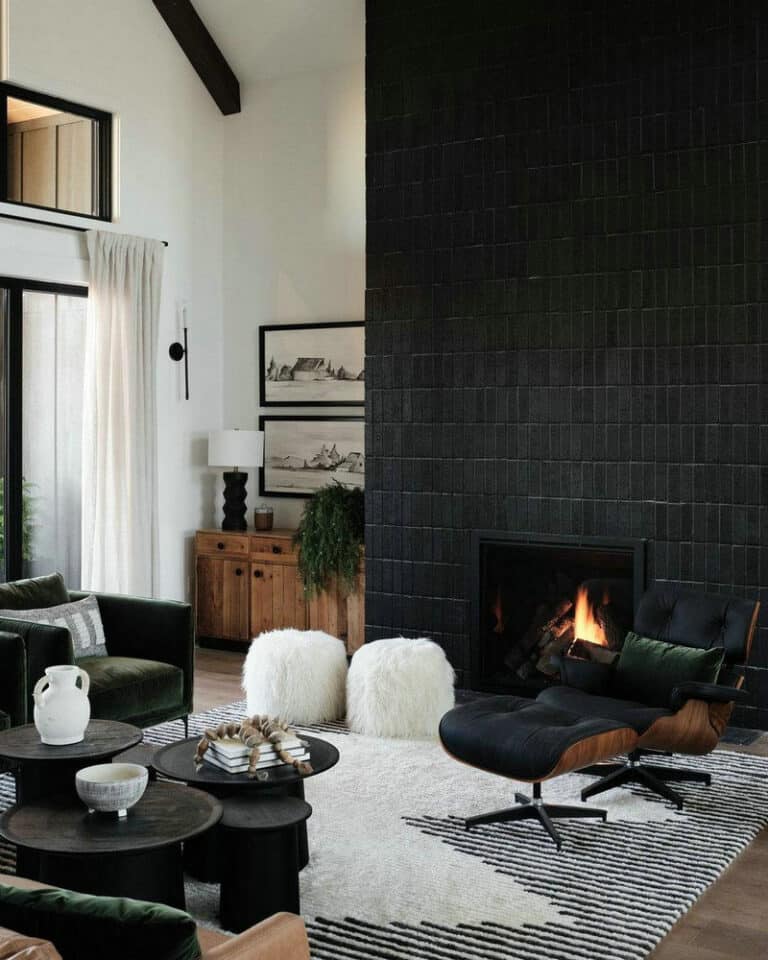 how to paint a fireplace black feature