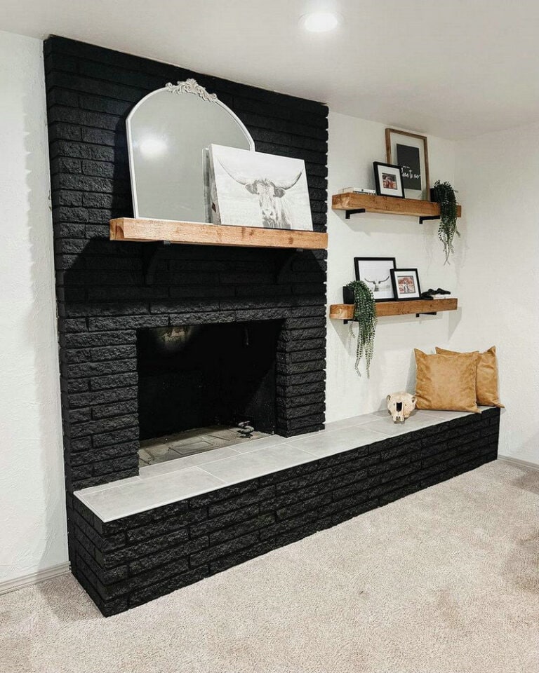 brick fireplaces painted black feature