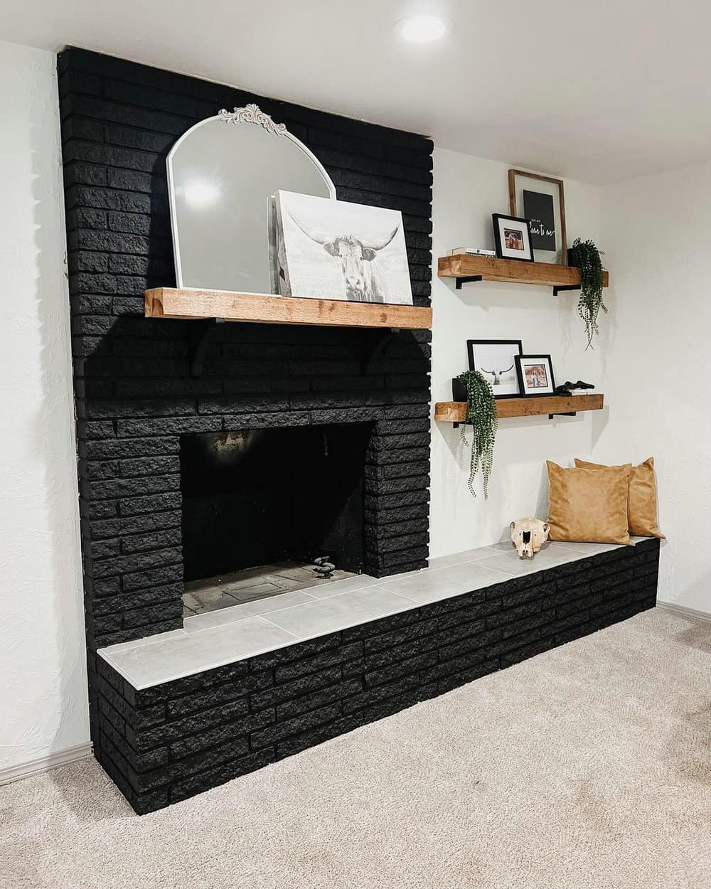 brick fireplaces painted black