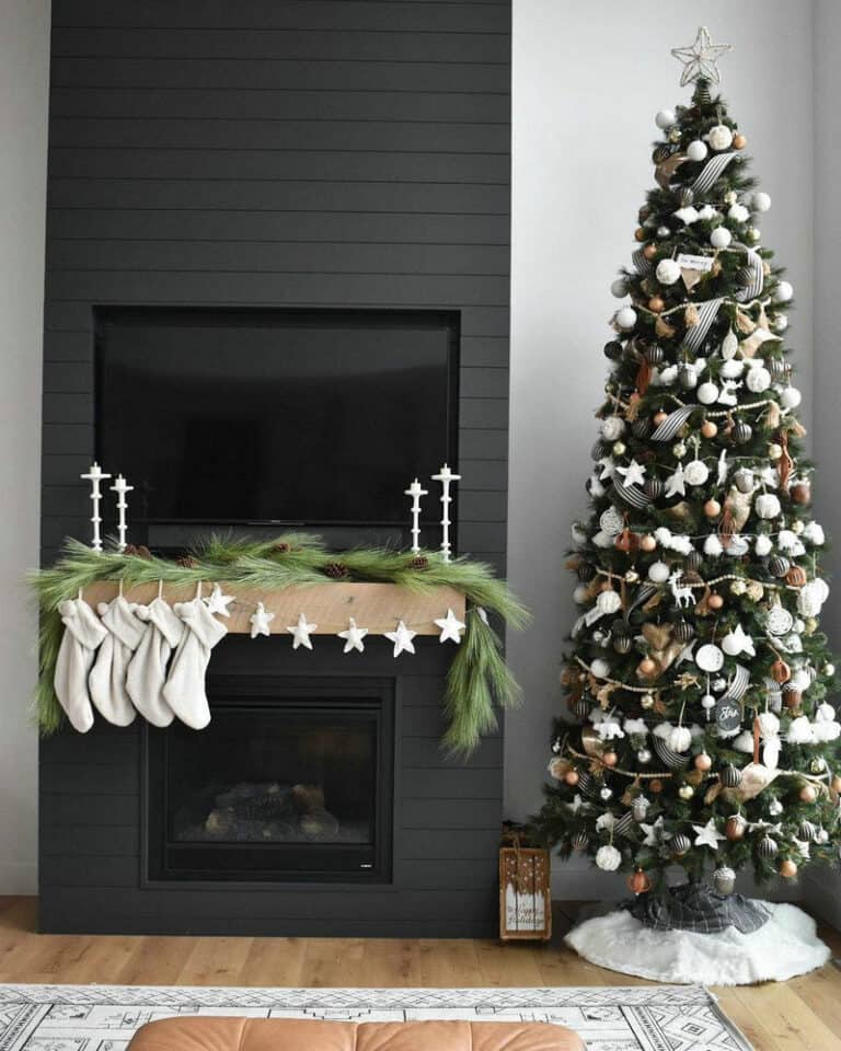 black tile fireplace ideas feature