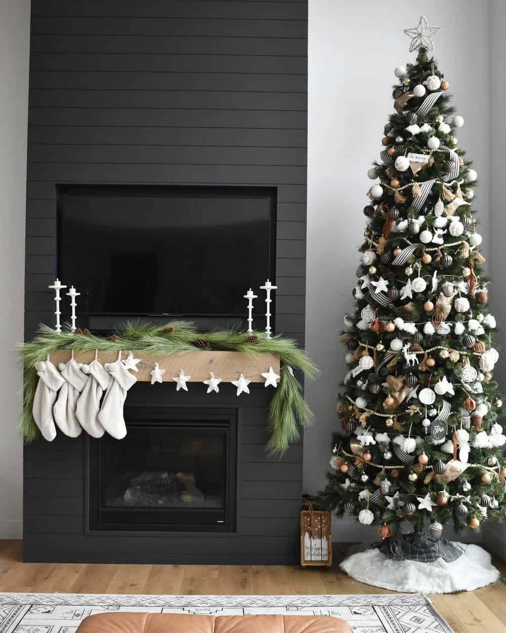 black tile fireplace ideas