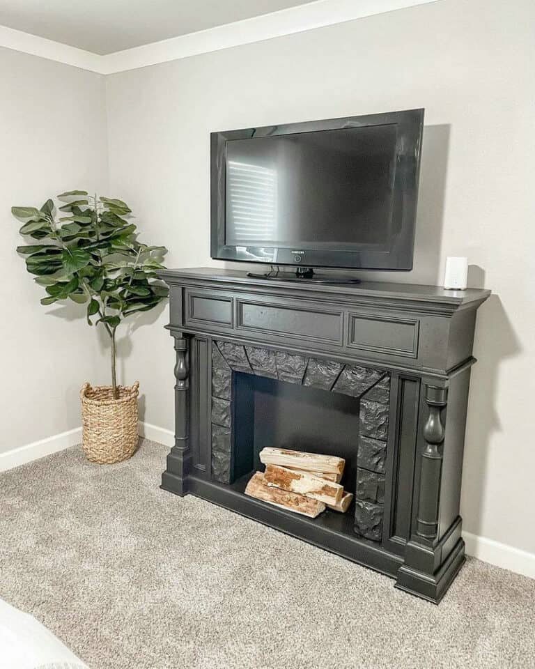 painting fireplace mantel black feature