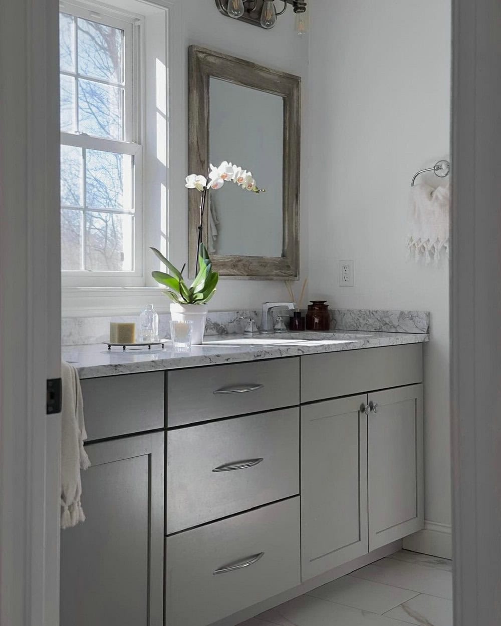 bathroom ideas with grey vanity