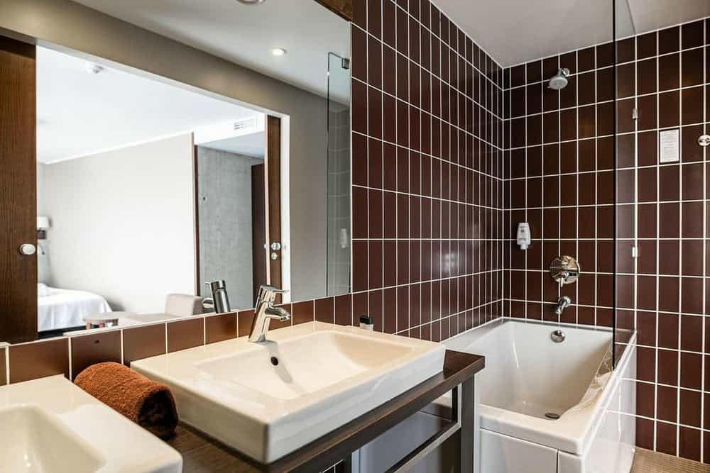 gray brown bathroom