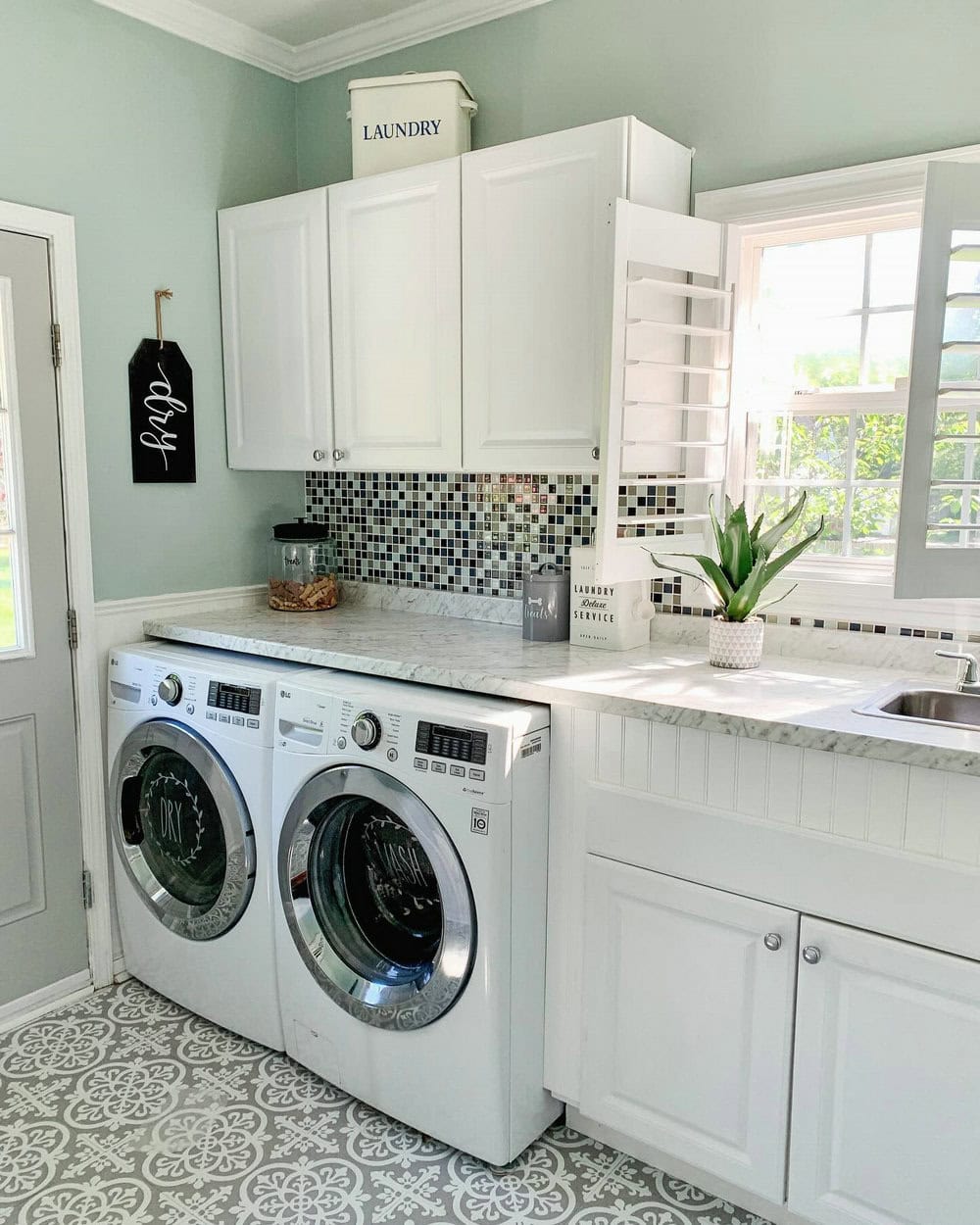 modern black laundry room