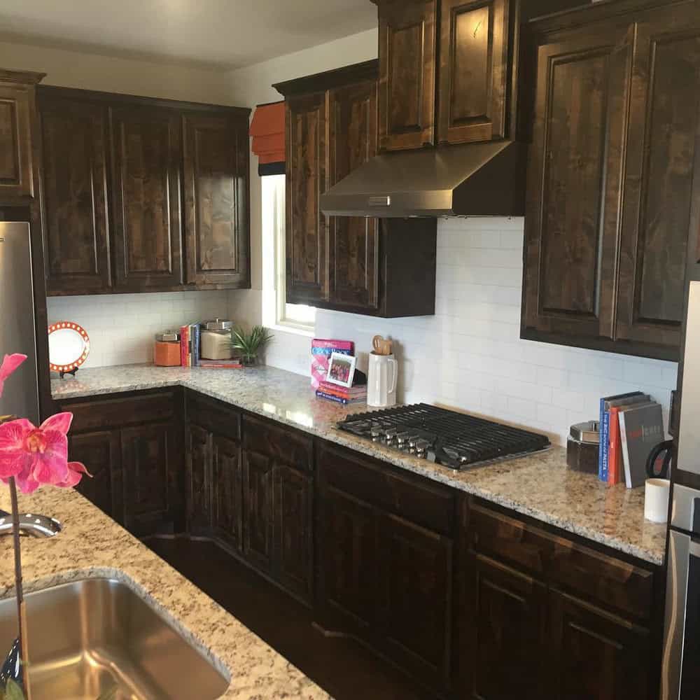 santa cecilia granite with subway tile backsplash