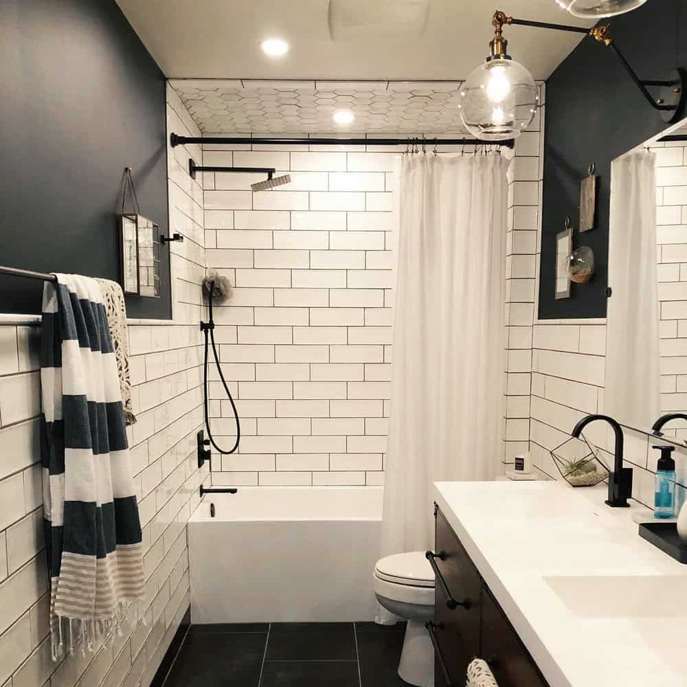 subway tile white with gray grout