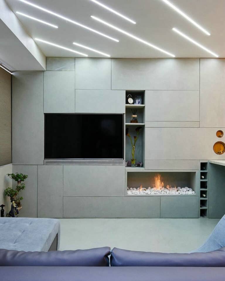 tv niche above fireplace ideas feature