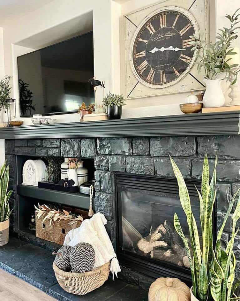 fireplace black tile ideas feature