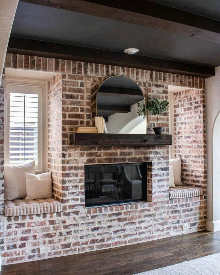 thin brick fireplace surround feature