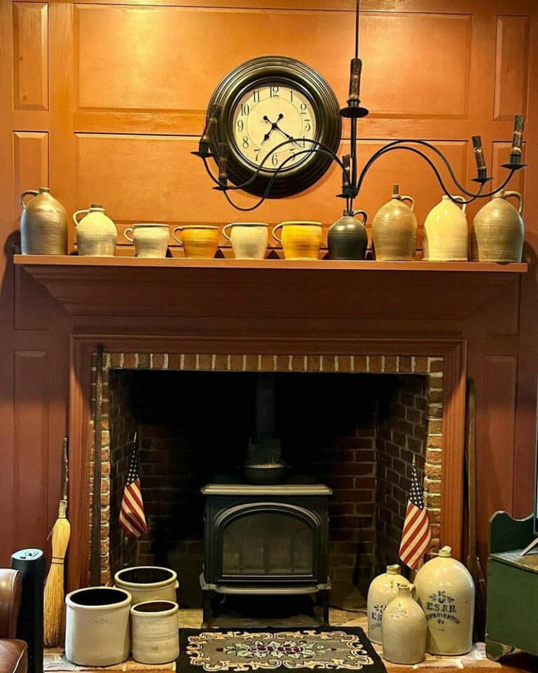 red brick electric fireplace feature