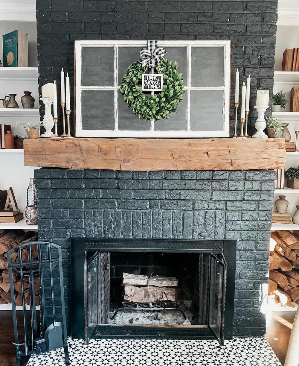 black paint for fireplace brick