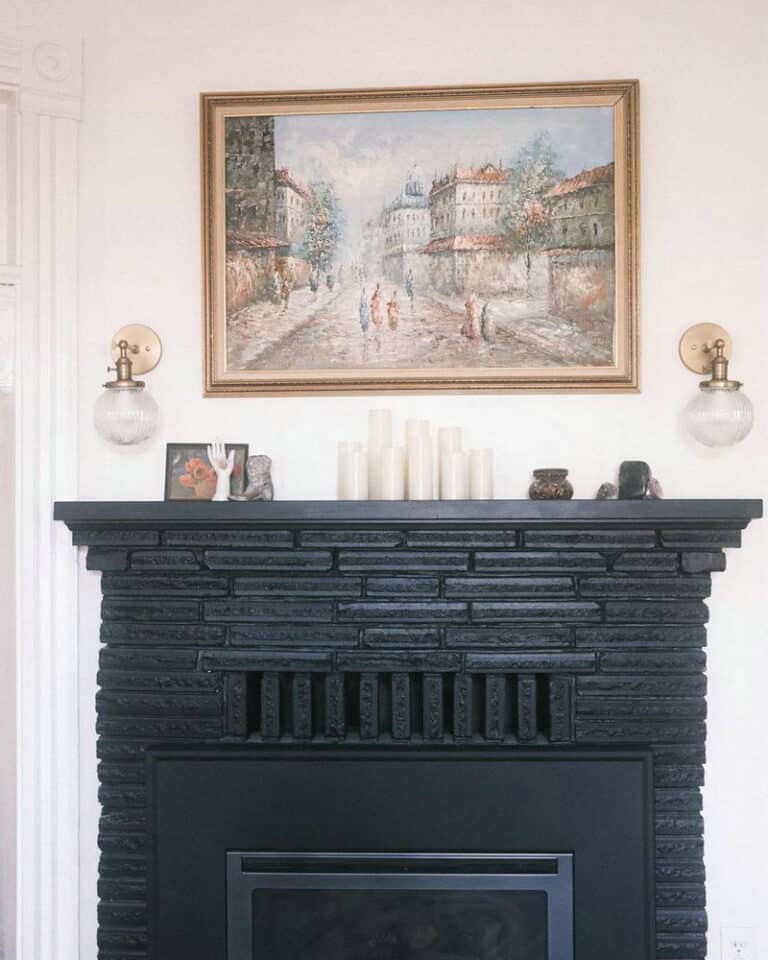 fireplace mantels painted black feature