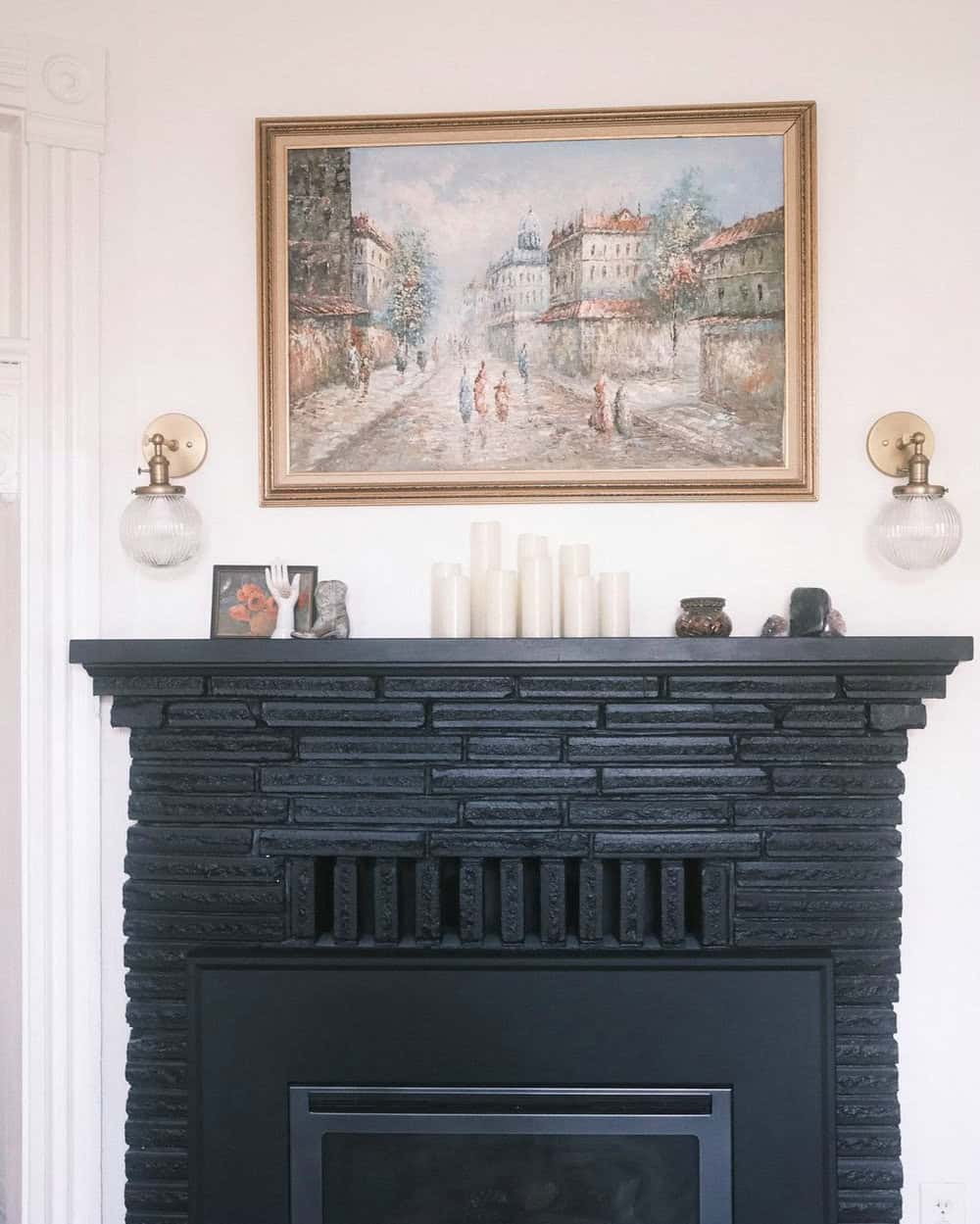 fireplace mantels painted black