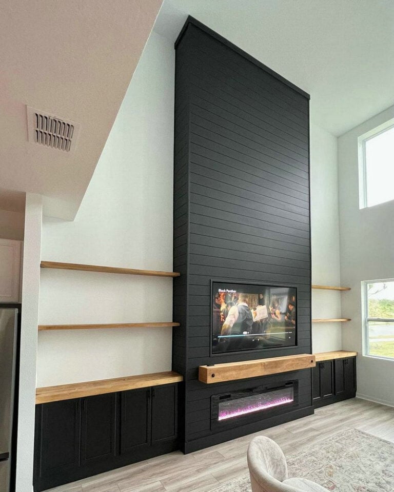 black shiplap fireplace ideas feature