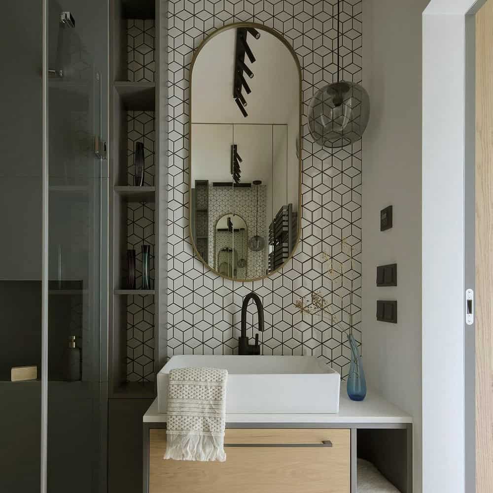 modern bathroom accent wall