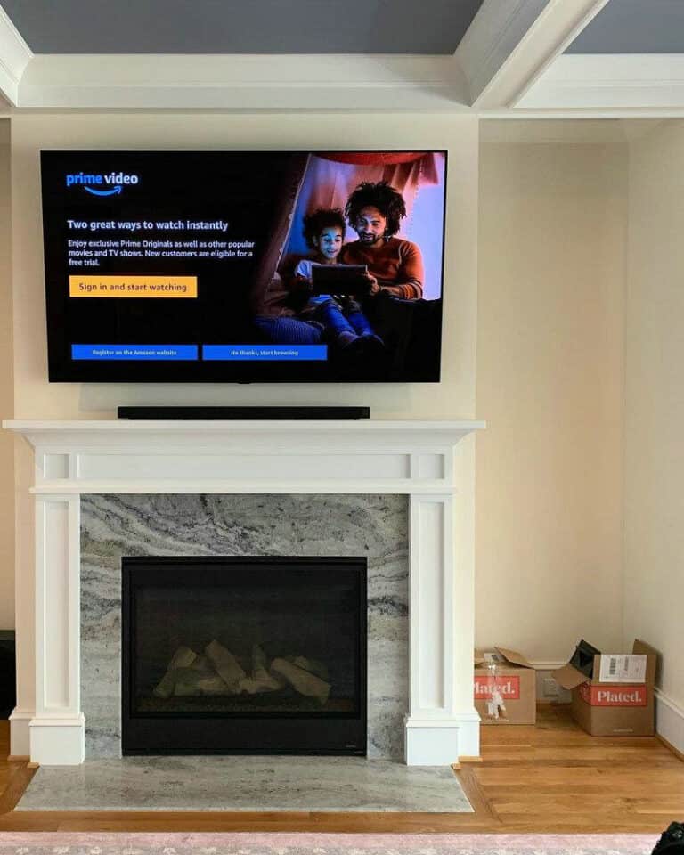 modern electric fireplace ideas with tv above feature