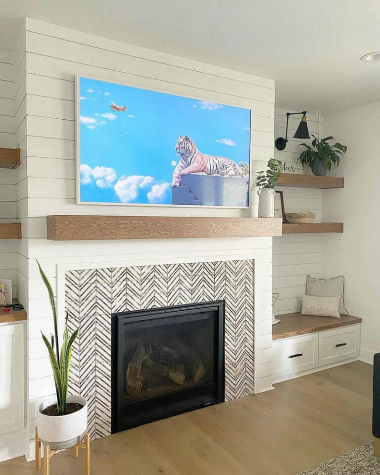 diy electric fireplace with mantel feature