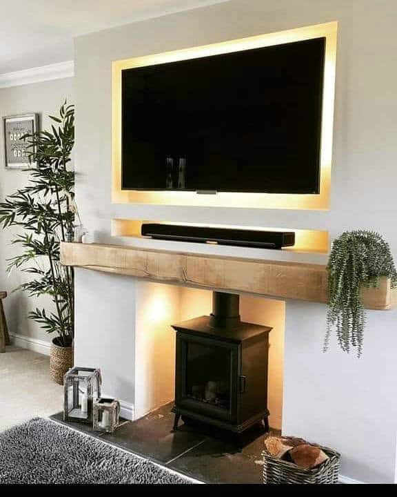 tv wall with fireplace ideas feature