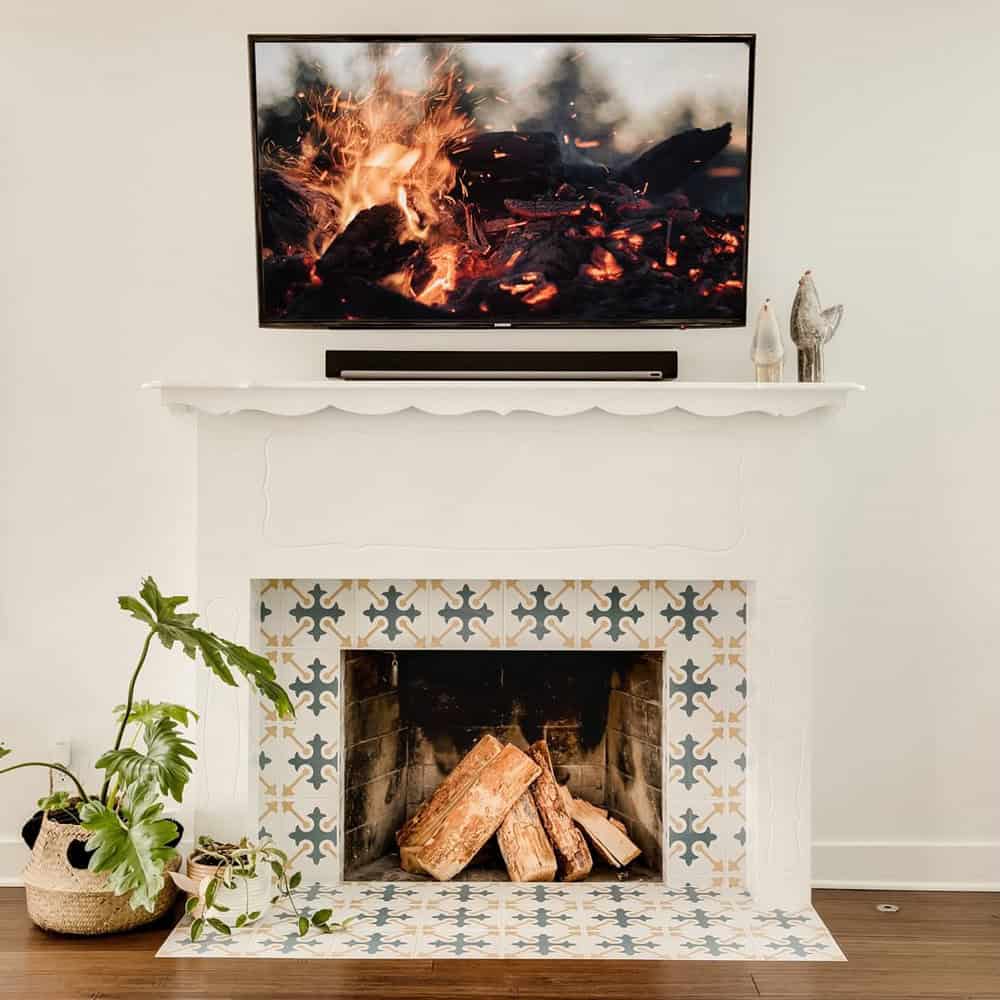 farmhouse fireplace decor with tv