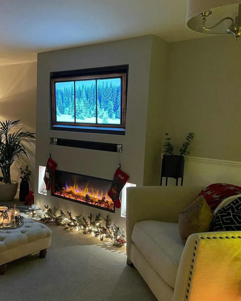 how to make an electric fireplace look built in feature